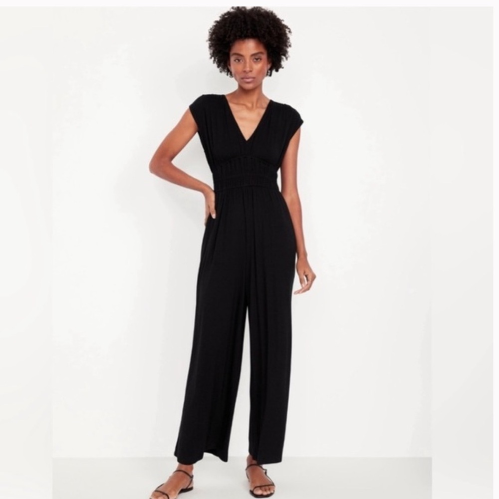 Old Navy Black Waist-Defined Wide-Leg Jumpsuit